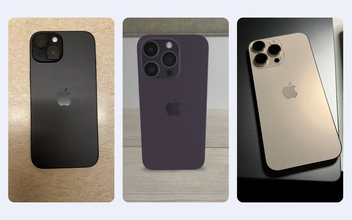 iPhone 15, iPhone 14 Pro and iPhone 16 Pro Max from the back